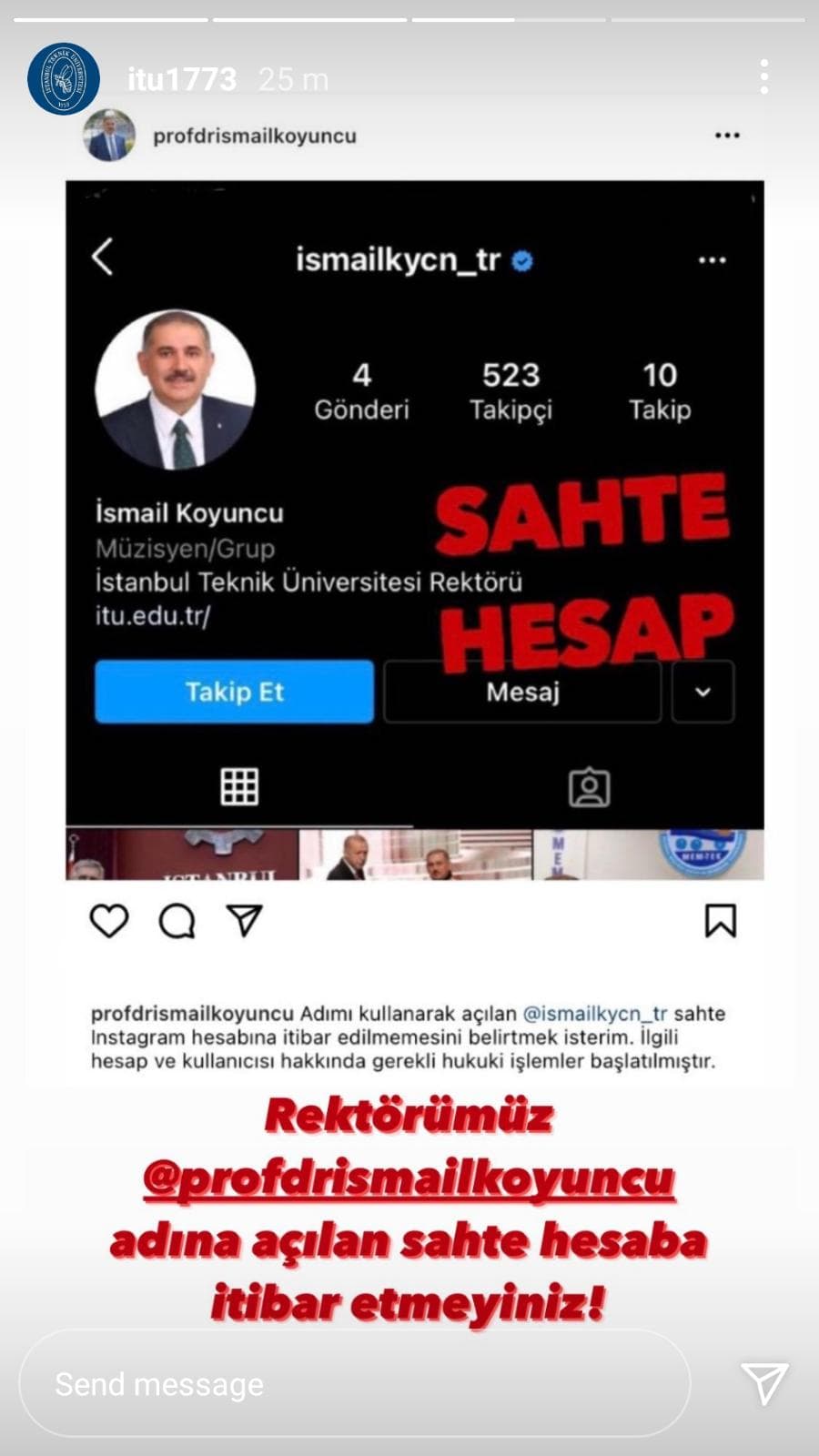 Gerçeğinden daha gerçek duran sahte rektör hesabı