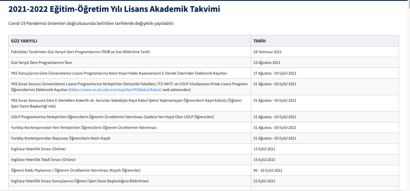 2021-2022 akademik takvimi yayınlandı