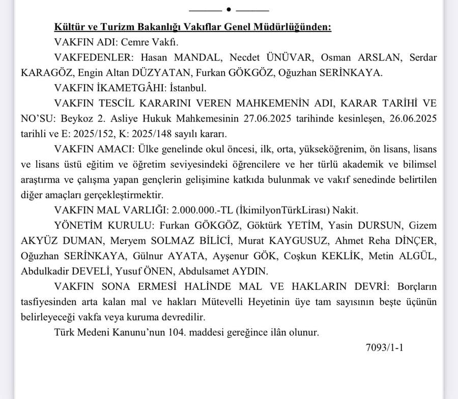 Tartışmalı Cemre Vakfı'nda tanıdık isimler